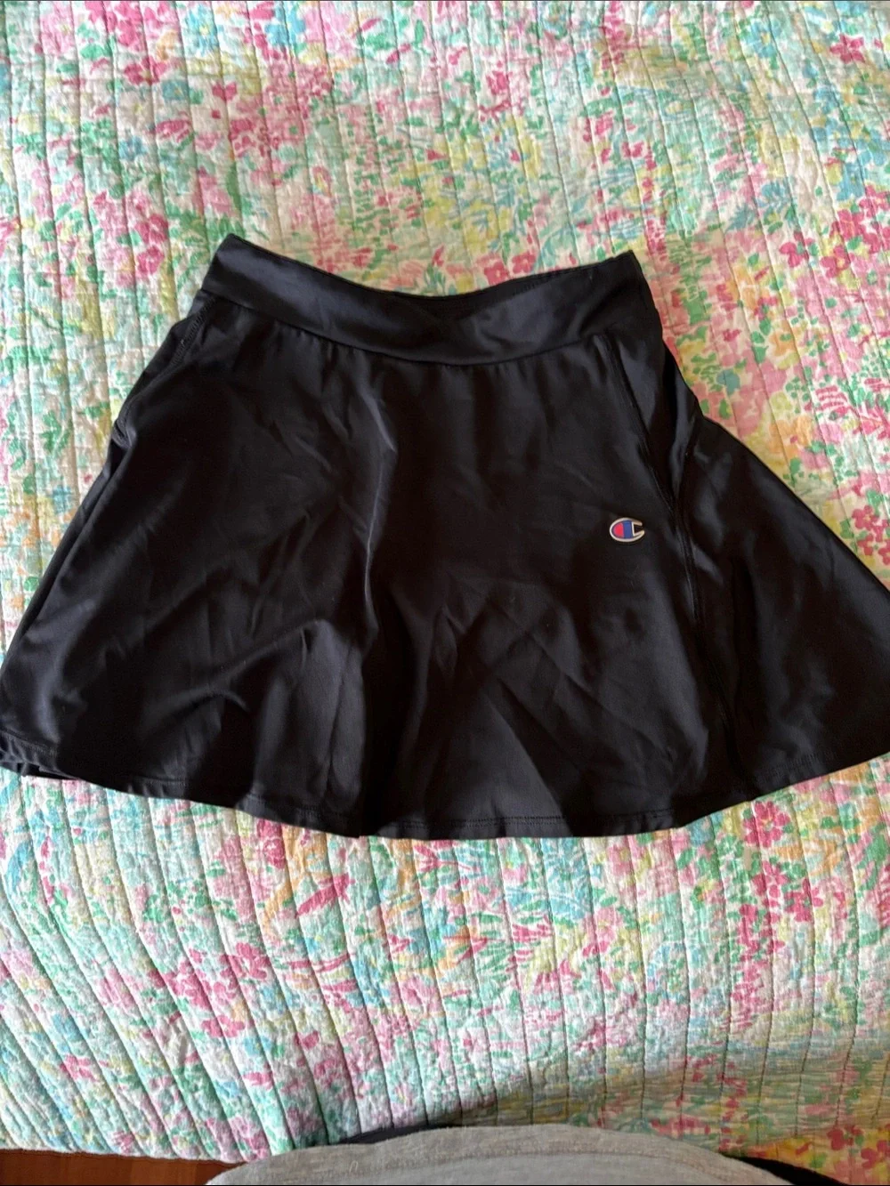 Champion Black Circle Skirt with Small Embroidered Logo